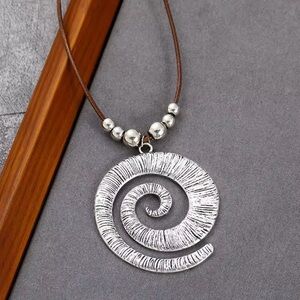 Design Spiral Helix Pendant Necklace 
Tribal bohemian Fashion